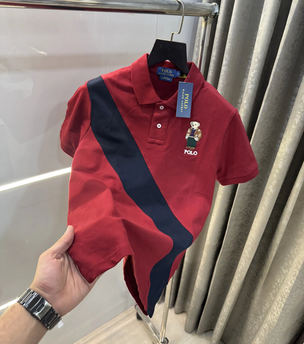 Ralph Lauren Maroon Embroidery Logo premium Polo T-shirt