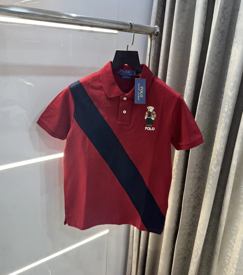 Ralph Lauren Maroon Embroidery Logo premium Polo T-shirt