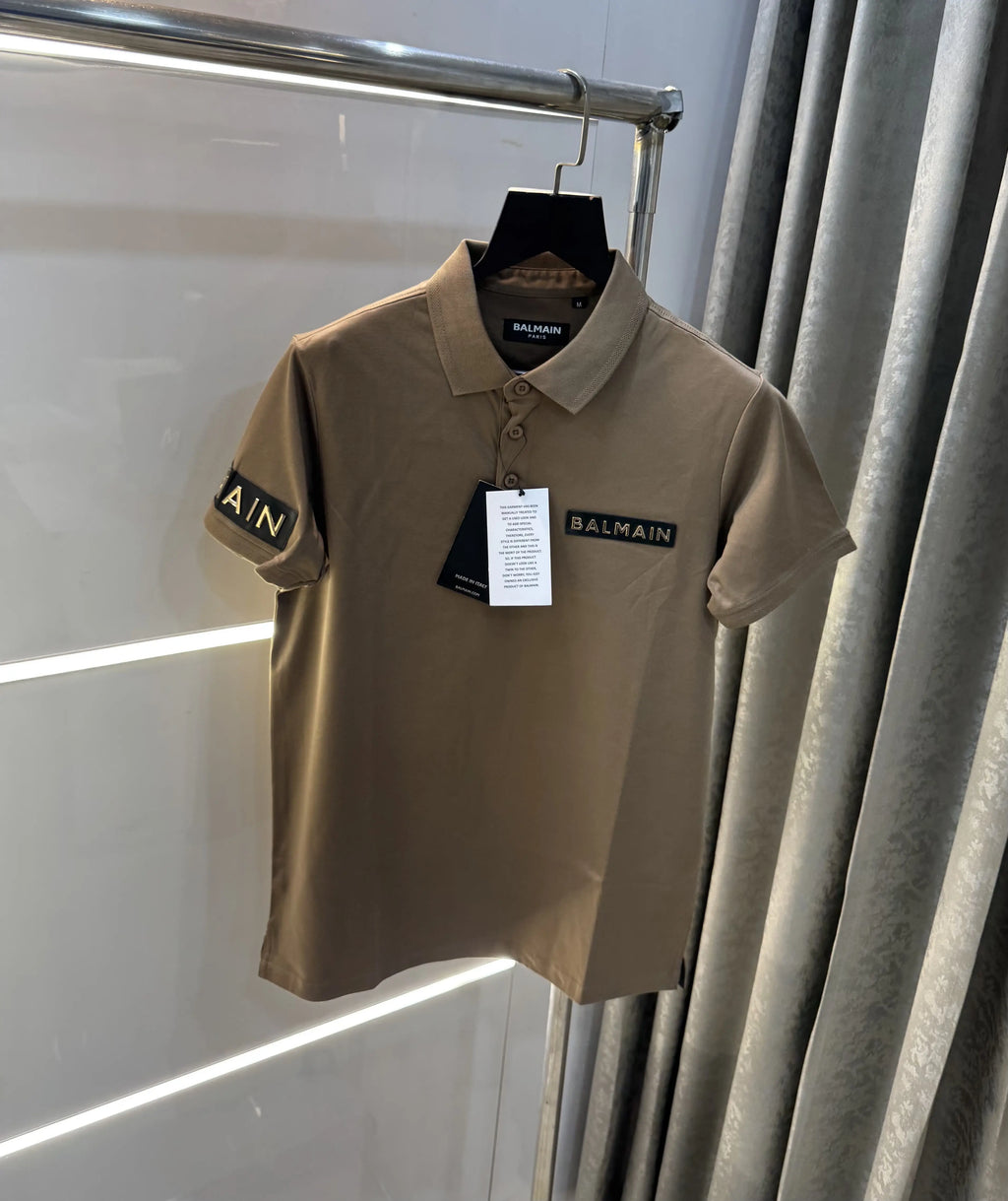 Balmai n Paris Brown Logo Work Imported Polo T-Shirt