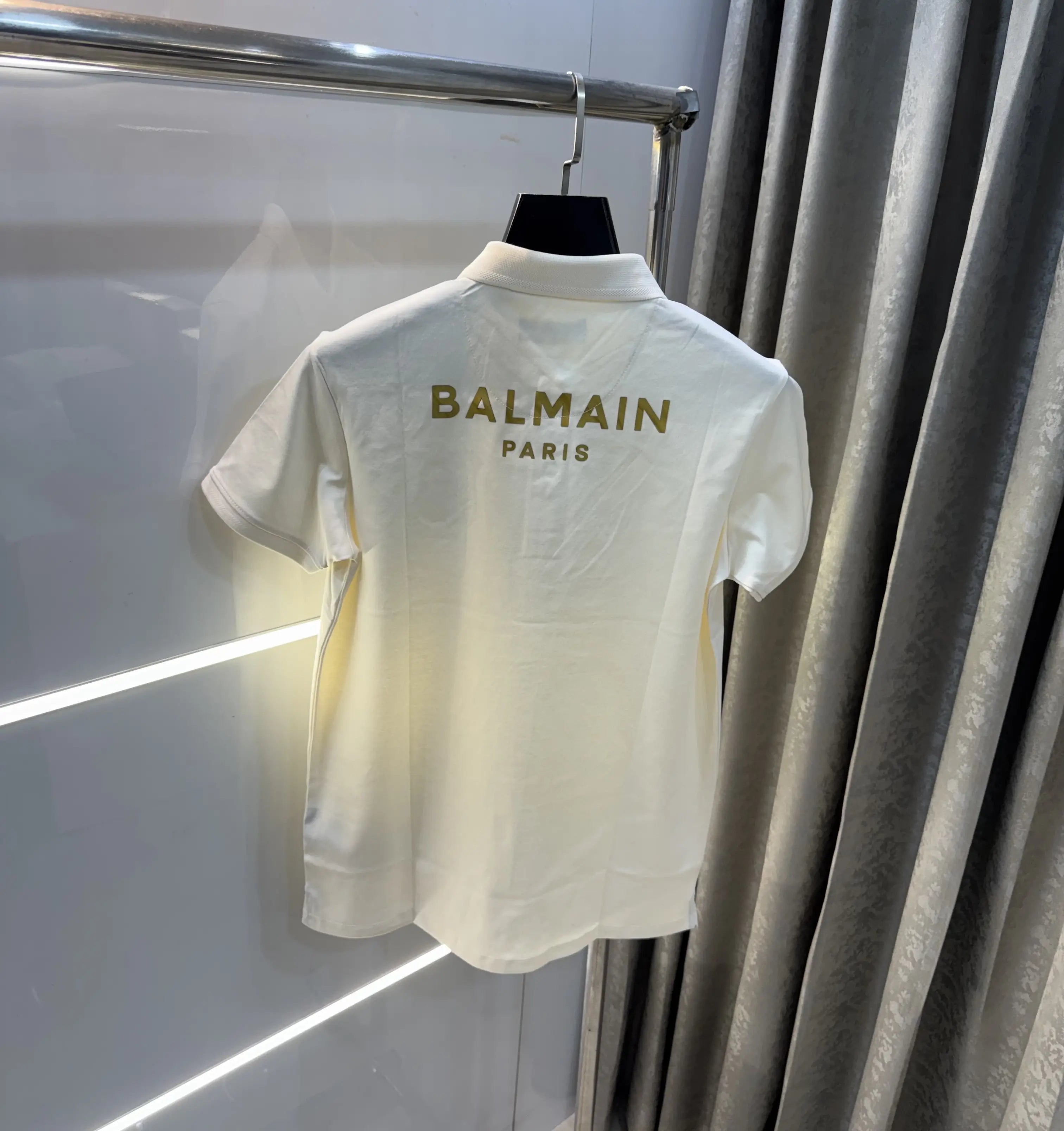 Balmai n Paris Cream Logo Work Imported Polo T-Shirt Secondary image