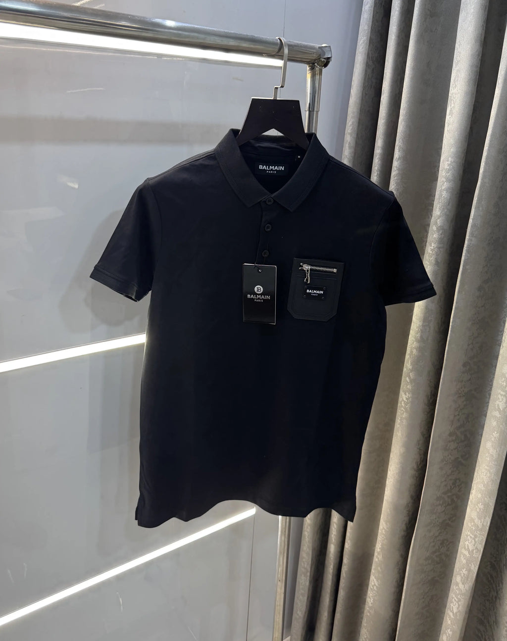 Balmai n Paris (B) Black Logo Work Imported Polo T-Shirt