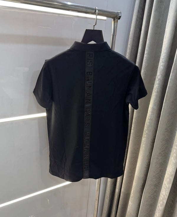 Balmai n Paris (B) Black Logo Work Imported Polo T-Shirt