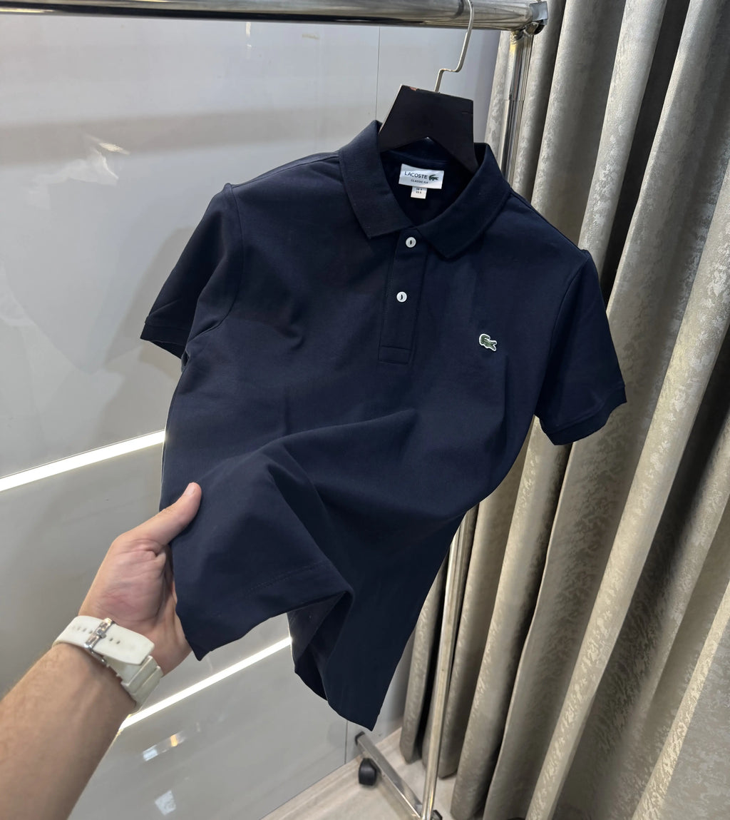 Lacost e Navy Blue Embroidery Logo Premium Polo T-Shirt