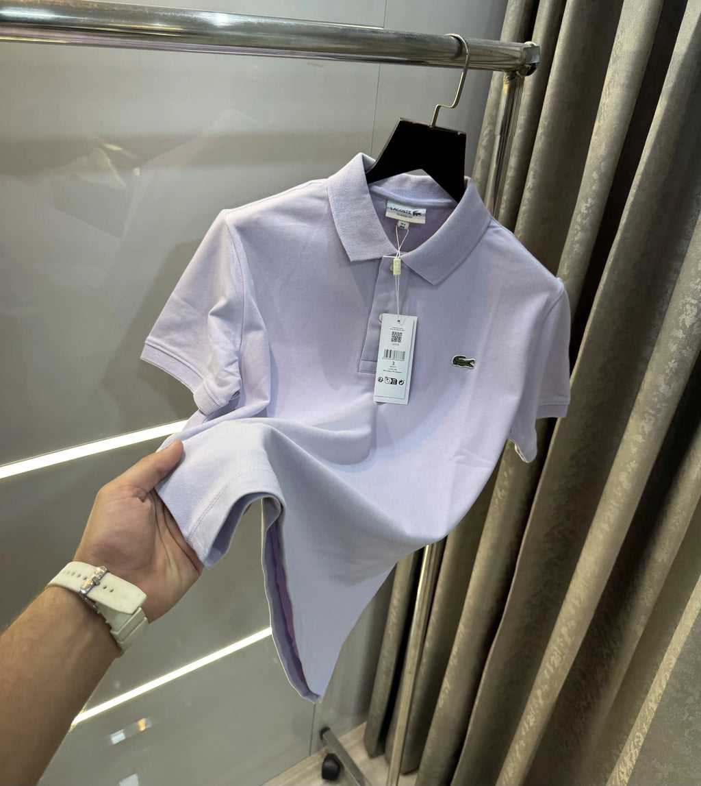 Lacost e Purple Embroidery Logo Premium Polo T-Shirt