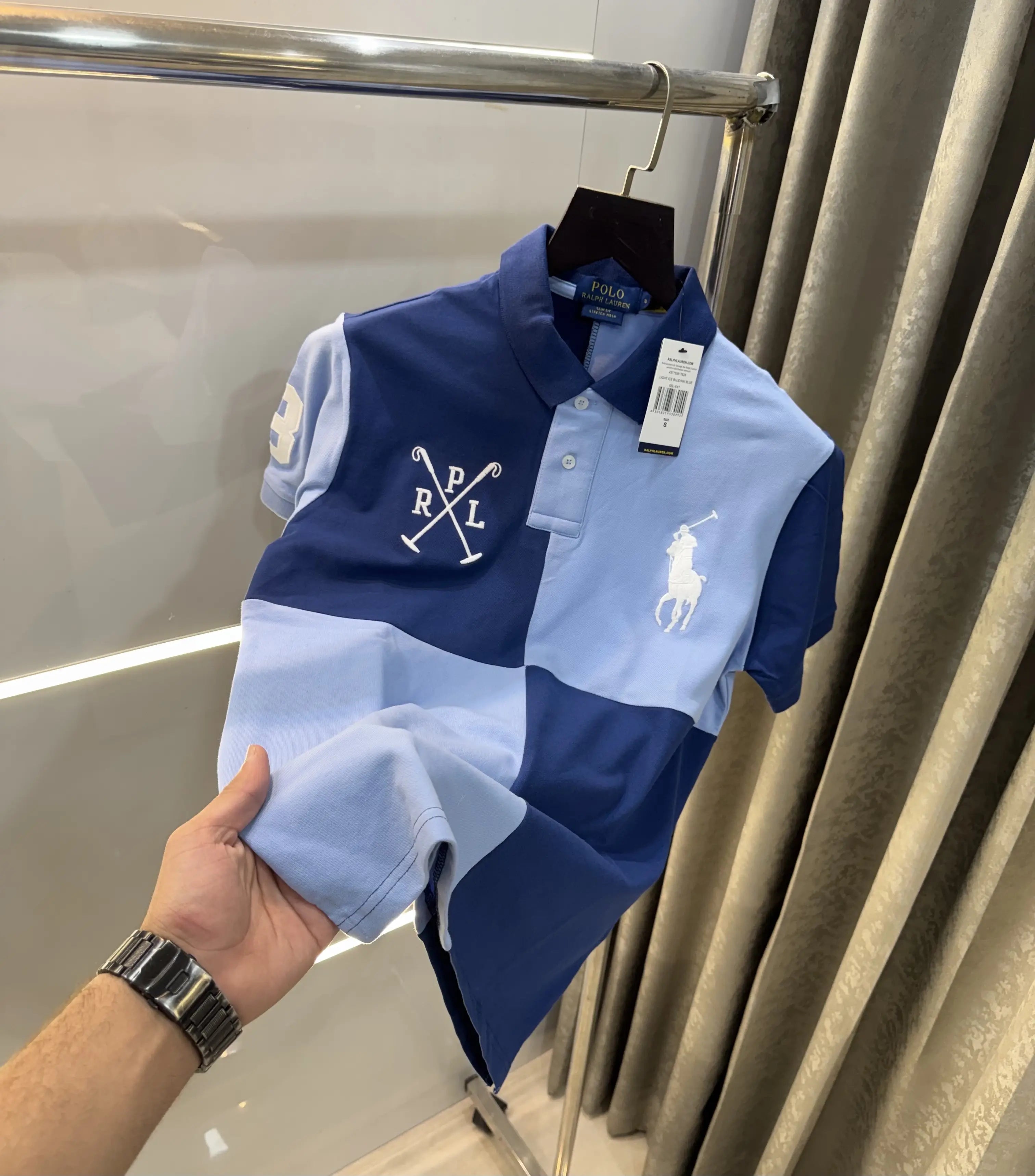 Ralph Lauren Blue Embroidery Logo premium Polo T-shirt