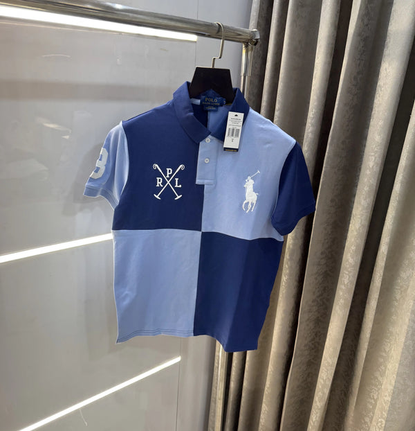 Ralph Lauren Blue Embroidery Logo premium Polo T-shirt
