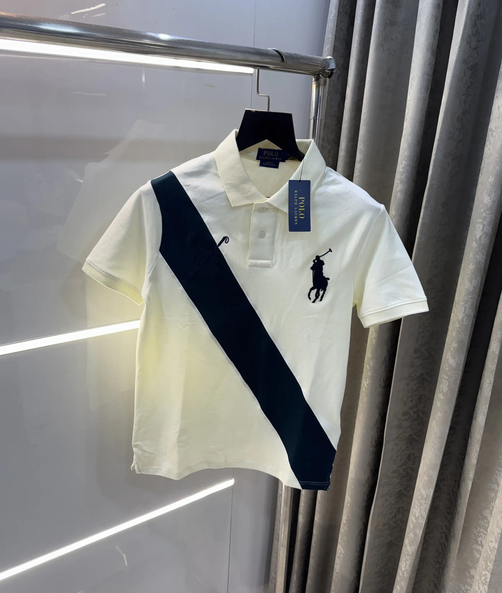 Ralph Lauren Cream Embroidery Logo premium Polo T-shirt