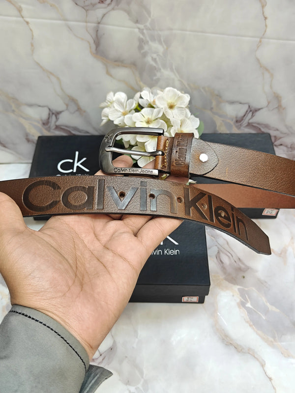 CK CALVIN KLEIN PREMIUM QUALITY IMP 💯 LEATHER BELT WITH OG BOX