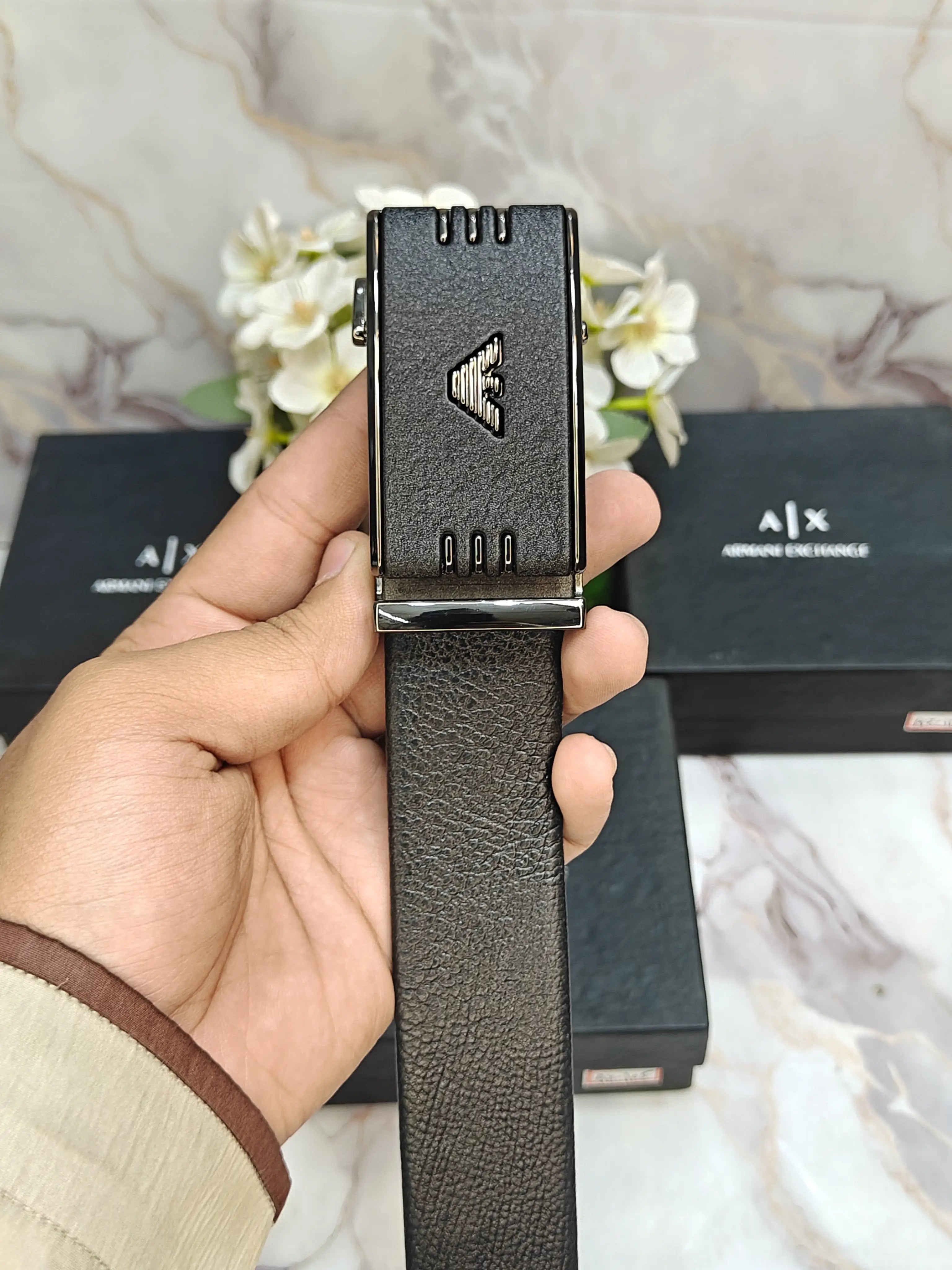 AX ARMANI EXCHANGE PREMIUM QUALITY AUTOLOCK BELT WITH OG BOX AX-518