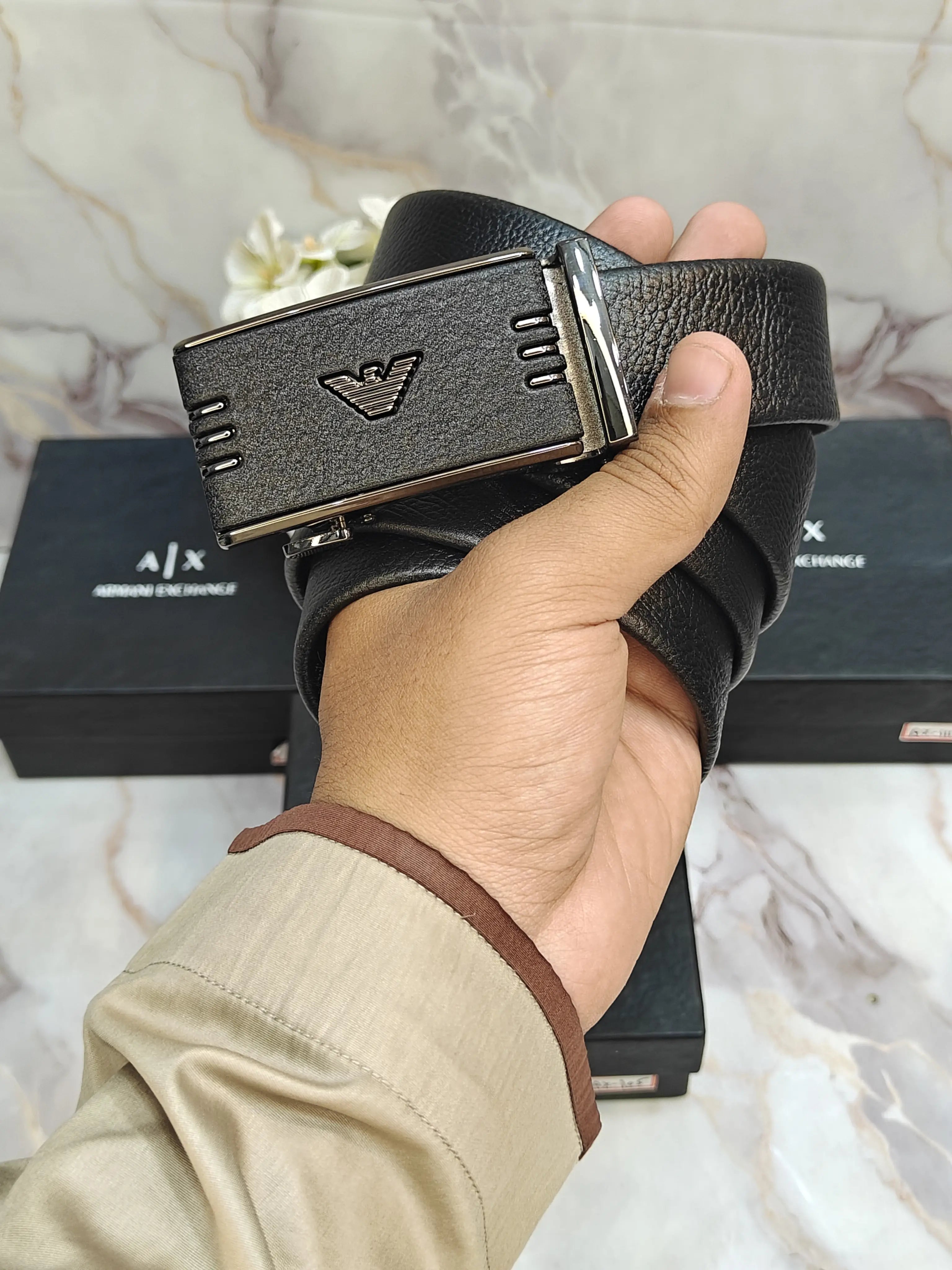 AX ARMANI EXCHANGE PREMIUM QUALITY AUTOLOCK BELT WITH OG BOX AX-518