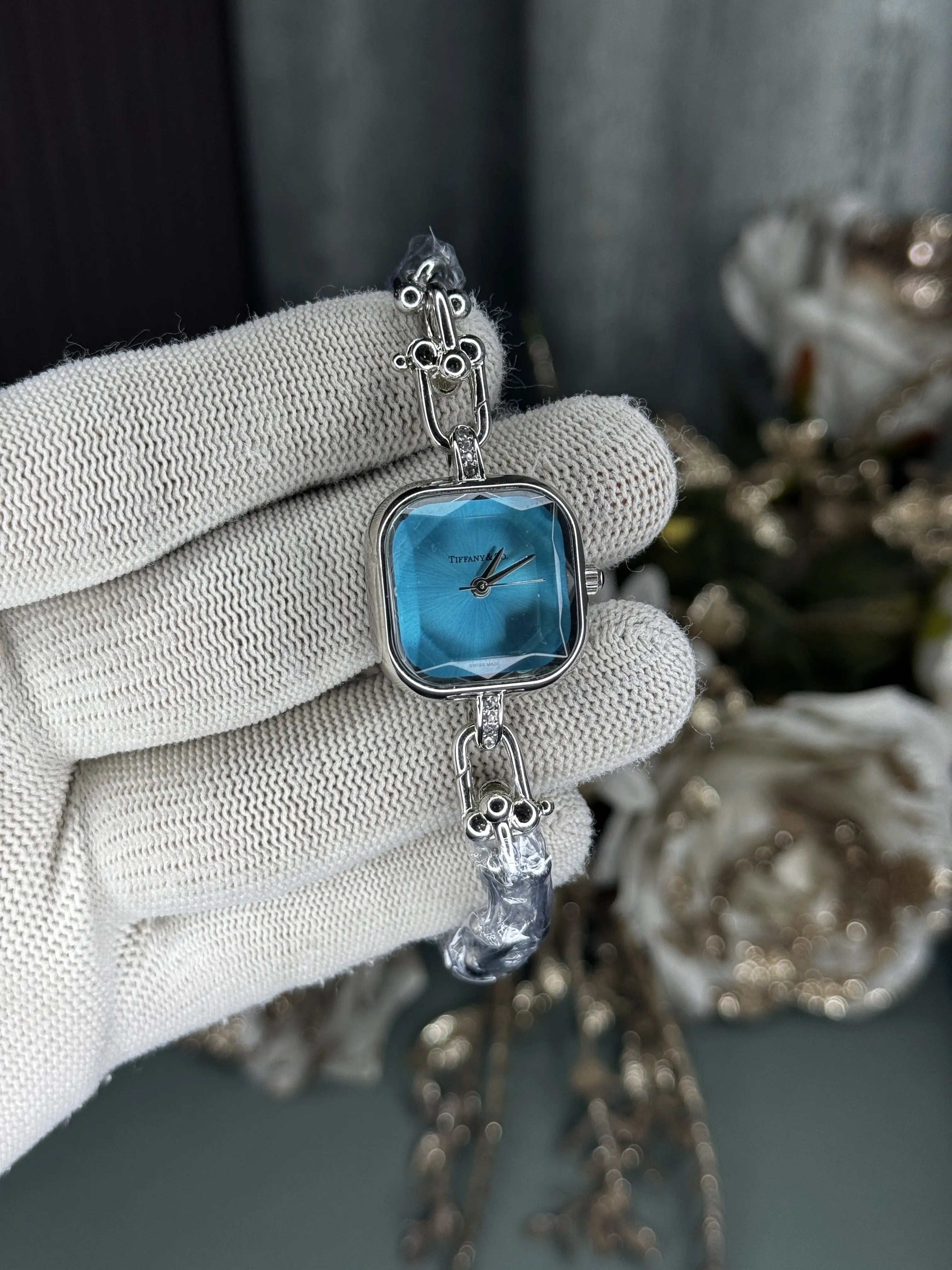 Tiffany&Co. Silver Blue Premium Ladies Watch