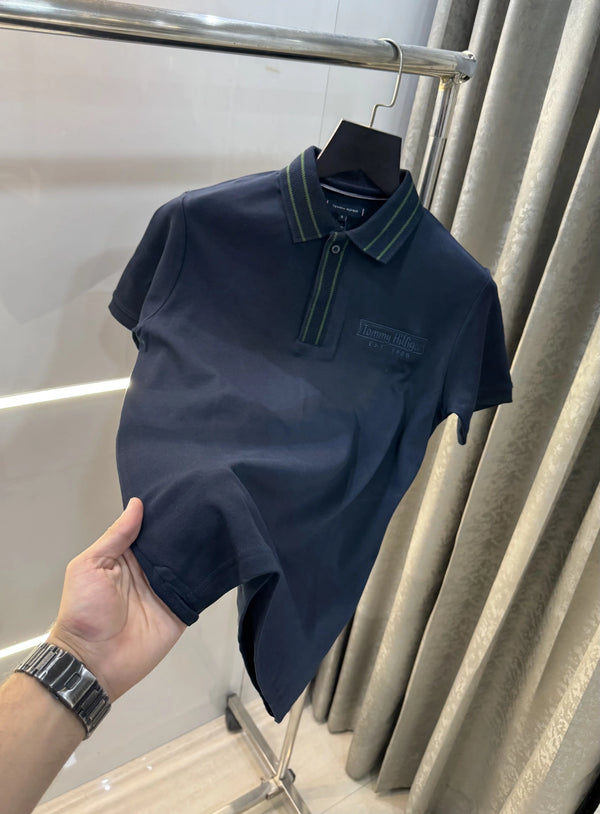 Tomm y Hilfiger Navy Blue Logo Work Premium Polo T-Shirt