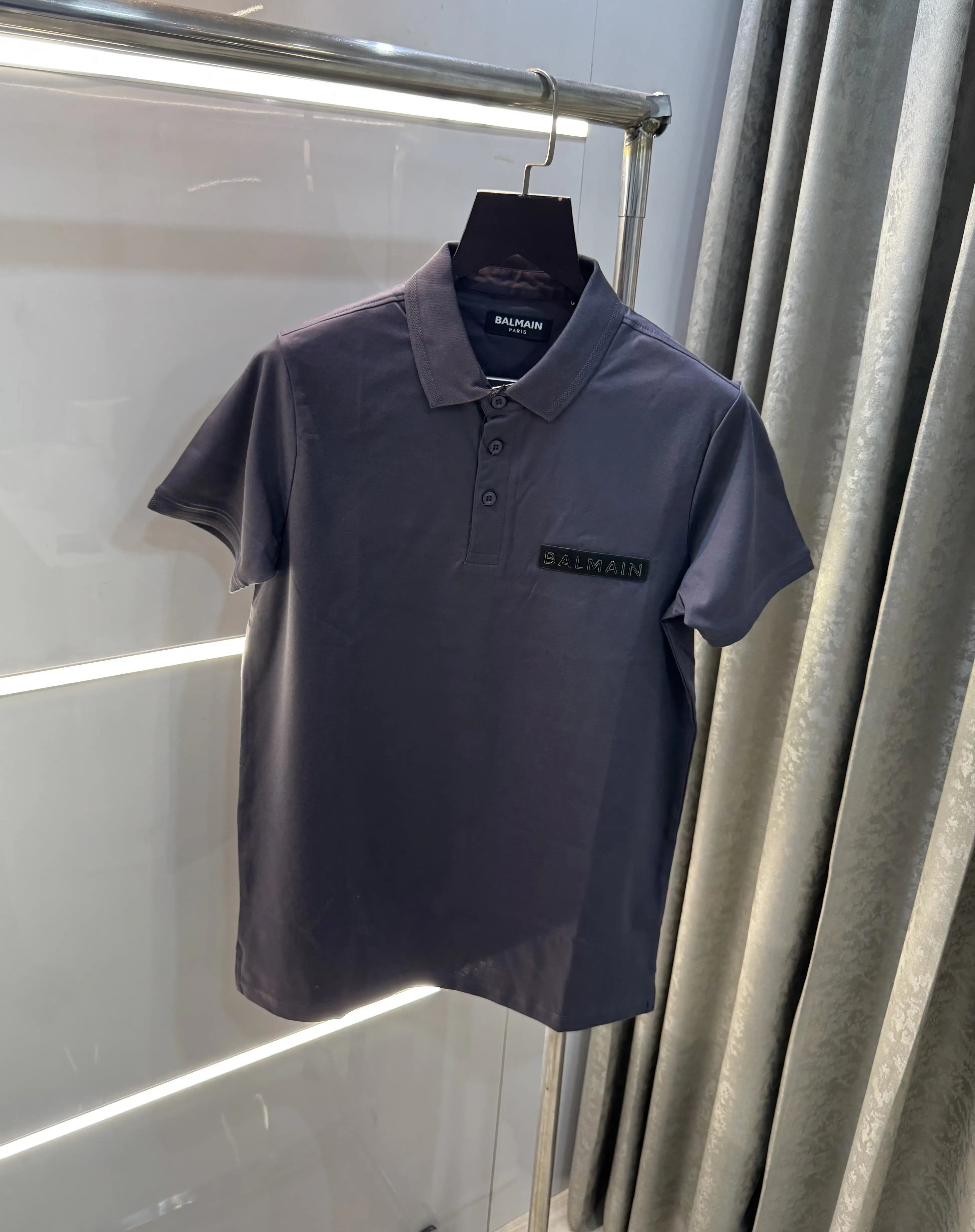 Balmai n Paris Dark Grey Logo Work Imported Polo T-Shirt Secondary image