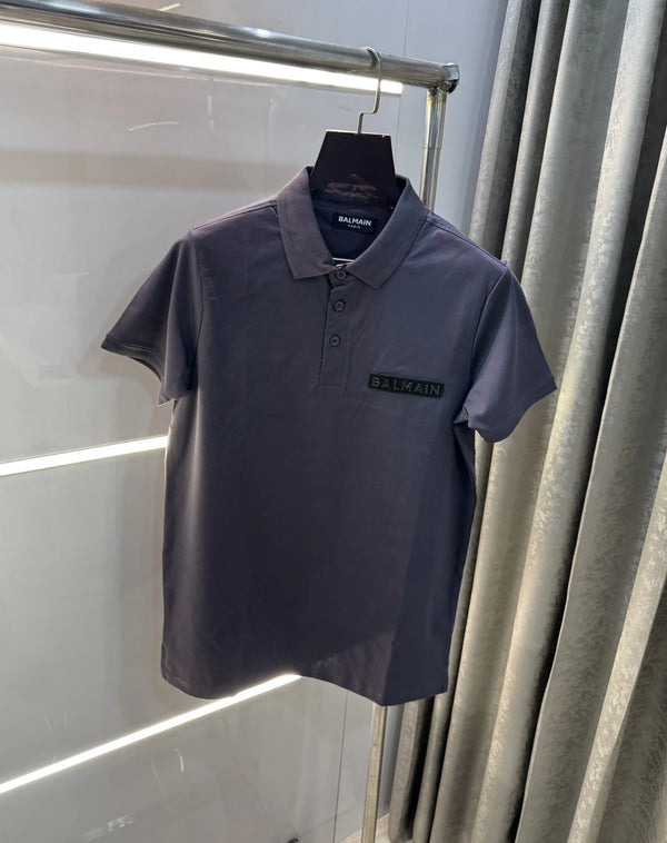 Balmai n Paris Dark Grey Logo Work Imported Polo T-Shirt