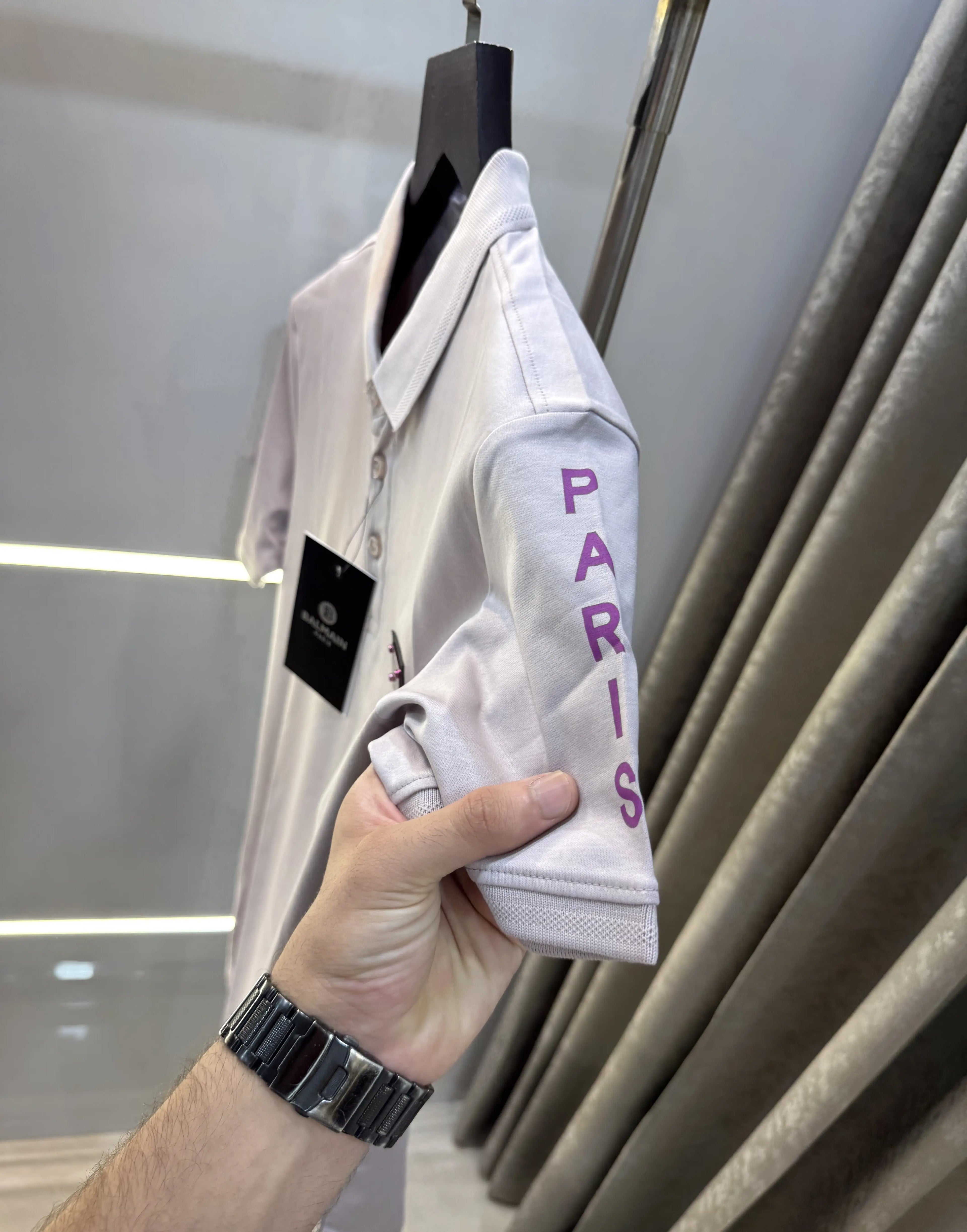 Balmai n Paris Peach Logo Work Imported Polo T-Shirt