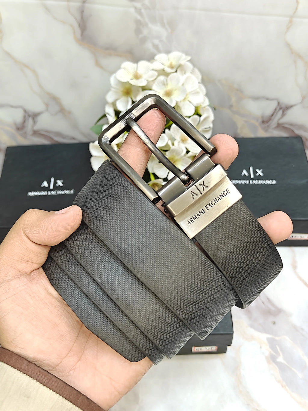 AX ARMANI EXCHANGE PREMIUM QUALITY REVERSEABLE BELT WITH OG BOX