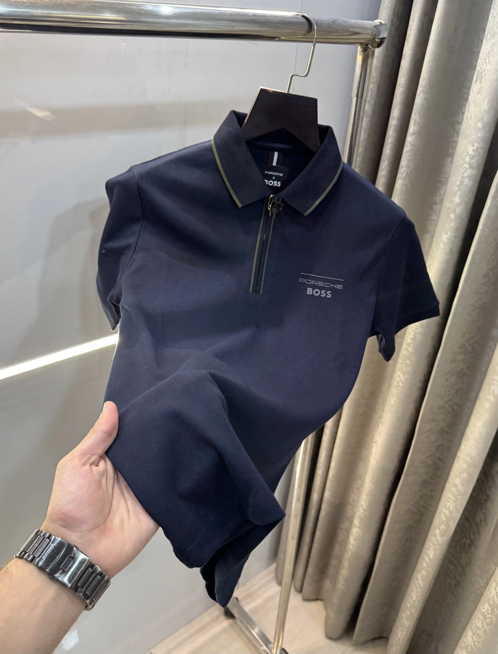 Hugo Boss Navy Blue Premium Polo T-Shirt