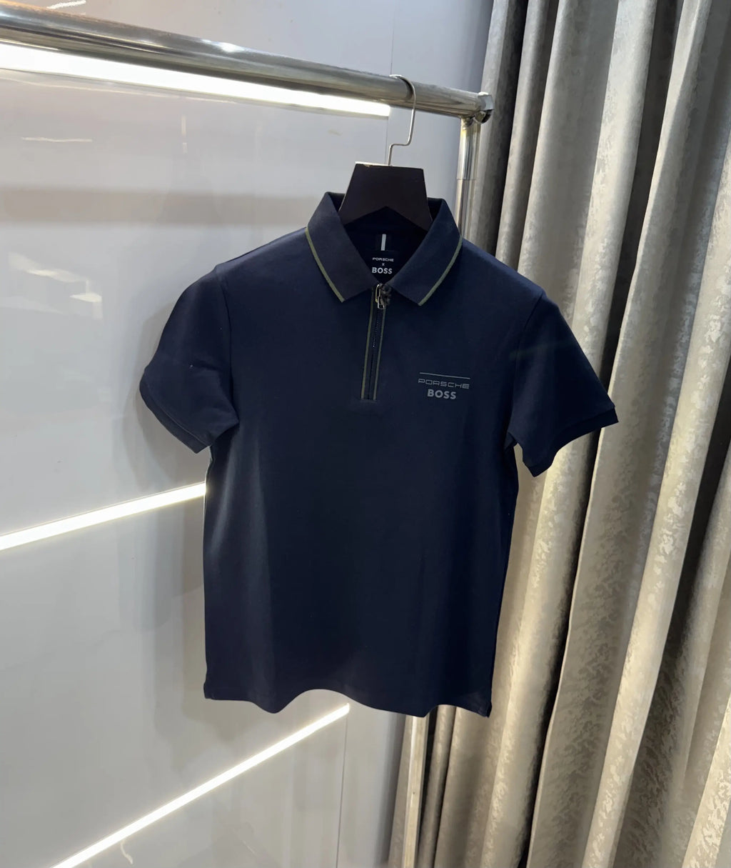 Hugo Boss Navy Blue Premium Polo T-Shirt