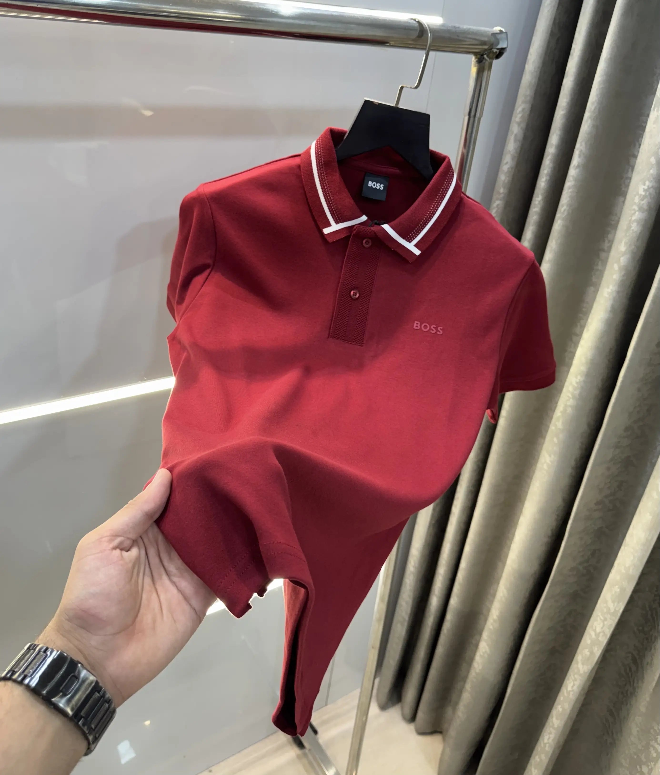 Hugo Boss Maroon Premium Polo T-Shirt