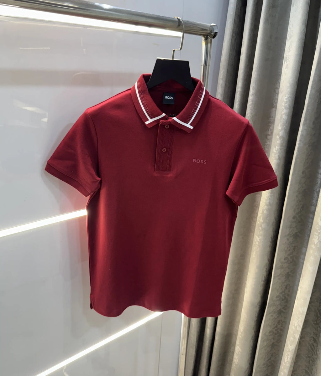 Hugo Boss Maroon Premium Polo T-Shirt