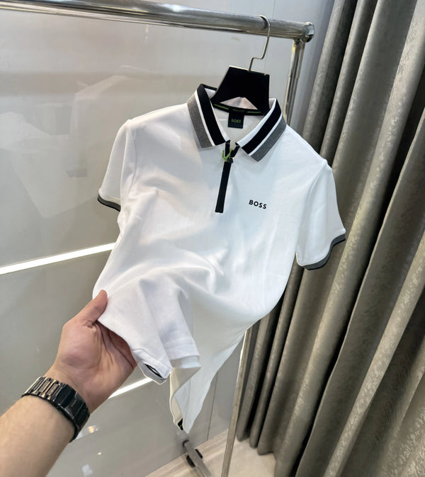 Hugo Boss White Premium Polo T-Shirt