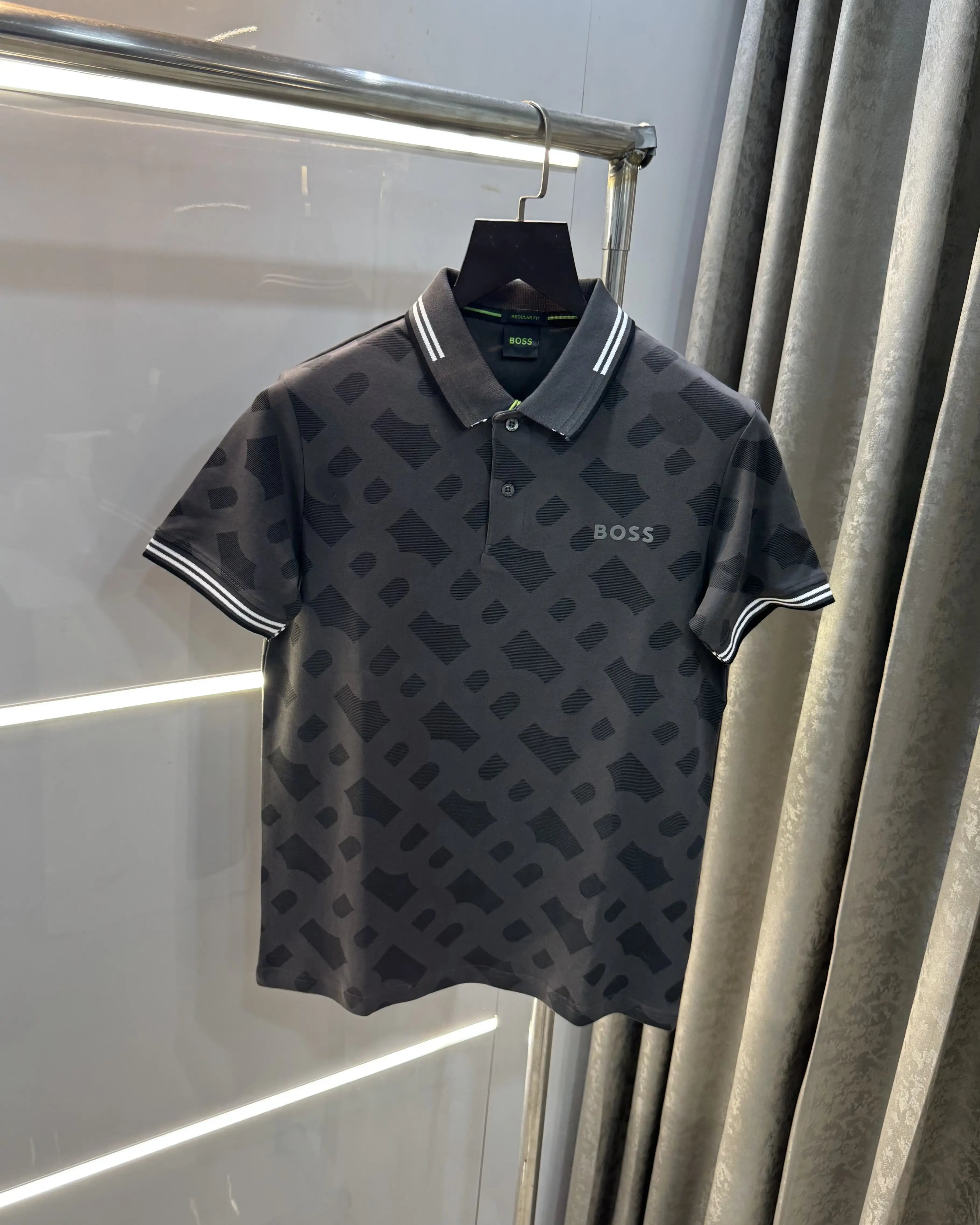 Hugo Boss Grey Premium Polo T-Shirt