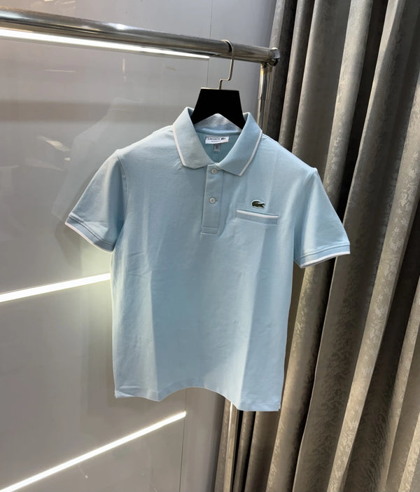 Lacost e Sky Blue Embroidery Logo Premium Polo T-Shirt