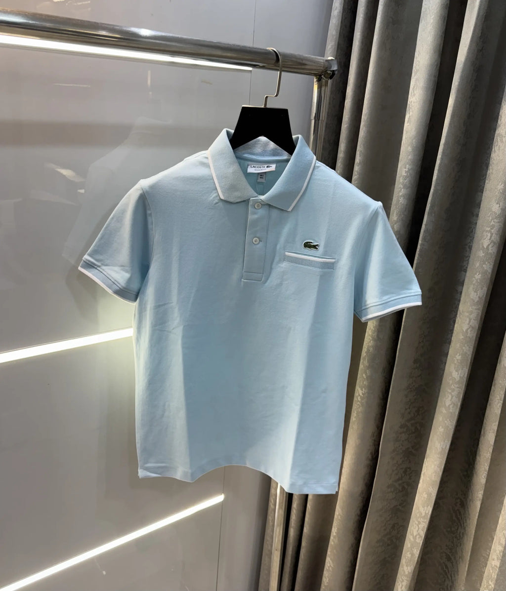 Lacost e Sky Blue Embroidery Logo Premium Polo T-Shirt