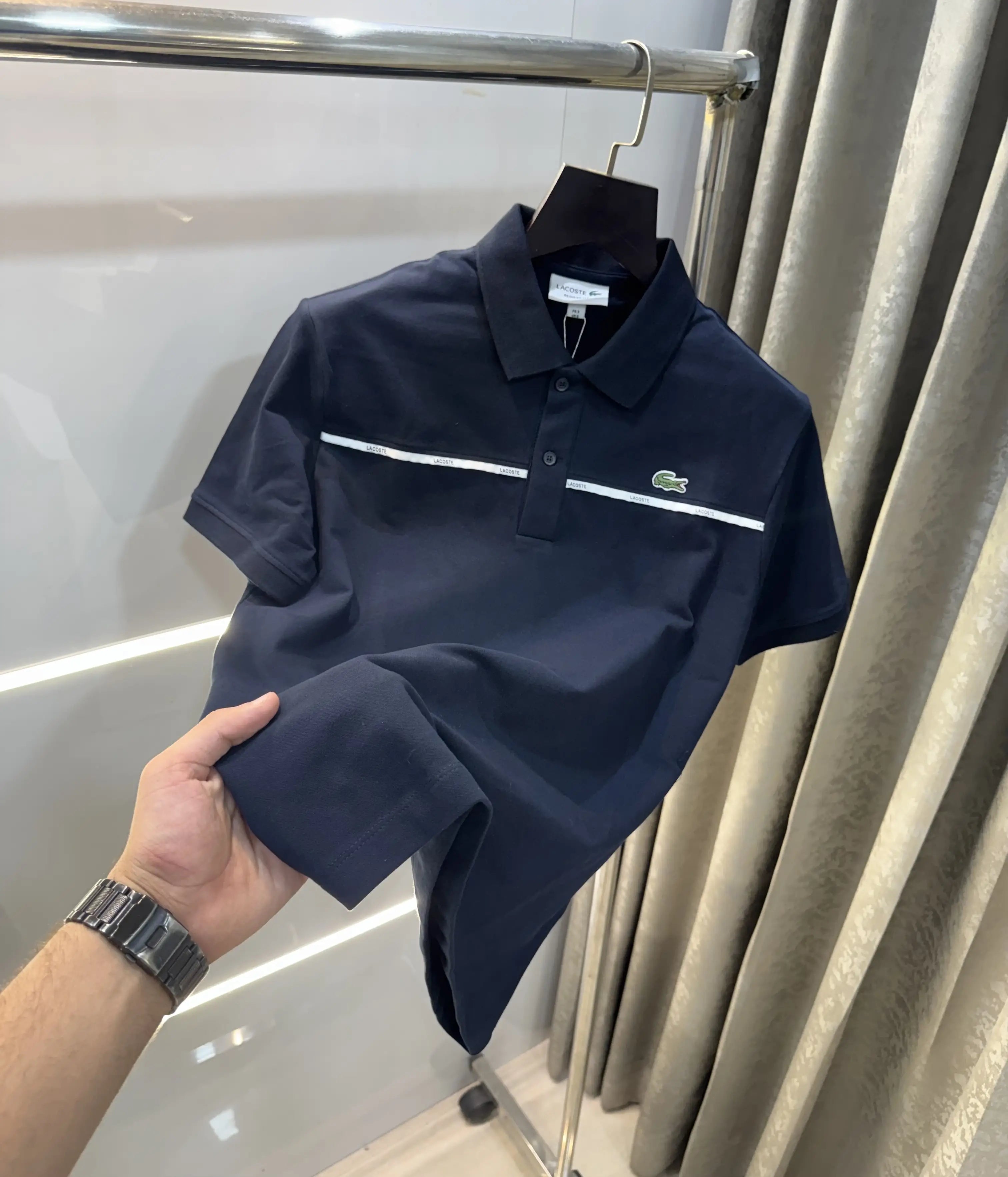 Lacost e Navy Blue Embroidery Logo Premium Polo T-Shirt Secondary image