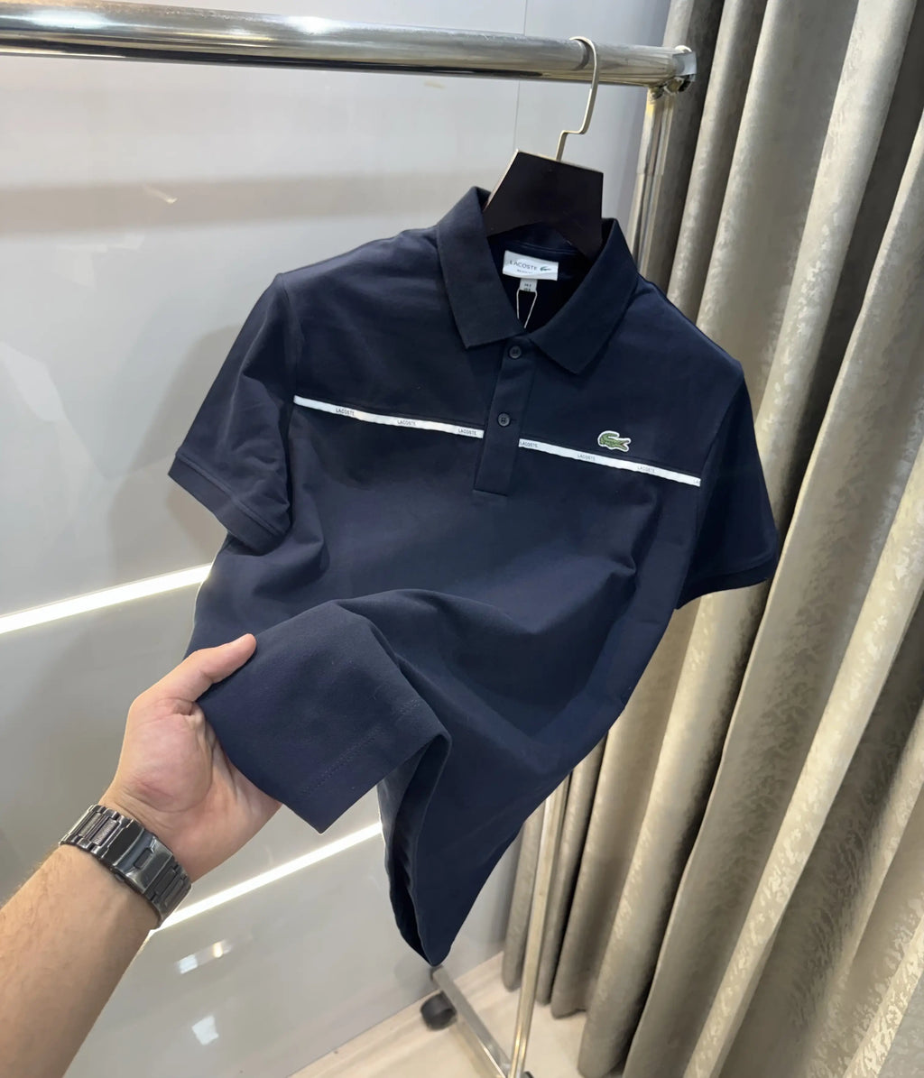 Lacost e Navy Blue Embroidery Logo Premium Polo T-Shirt
