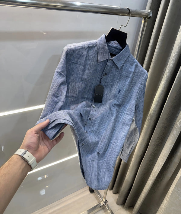 All Saints Blue Premium Linen Shirt
