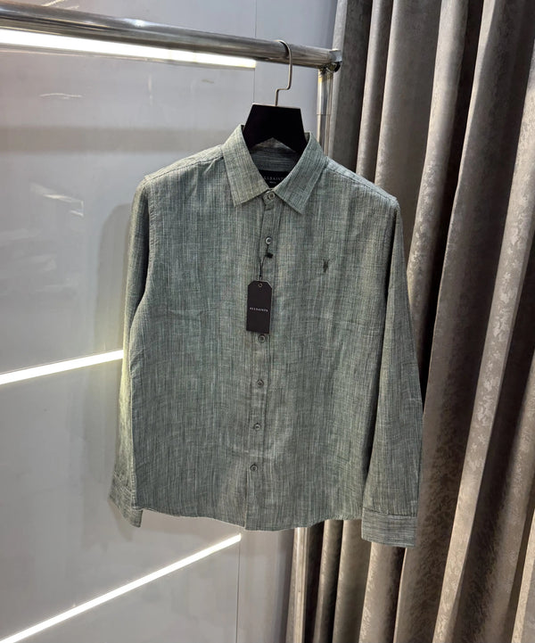 All Saints Green Premium Linen Shirt