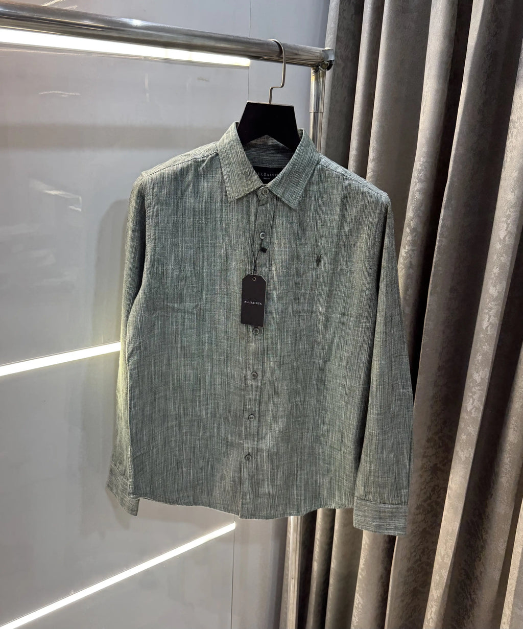 All Saints Green Premium Linen Shirt
