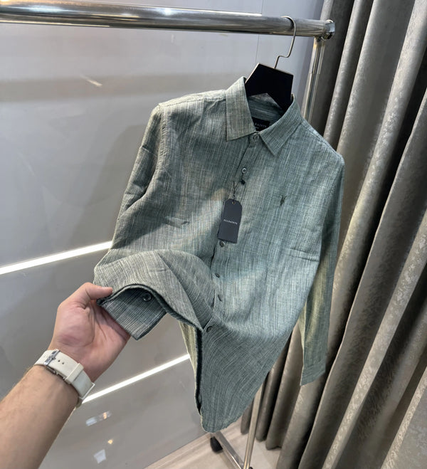 All Saints Green Premium Linen Shirt