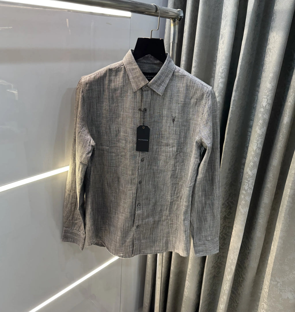 All Saints Brown Premium Linen Shirt