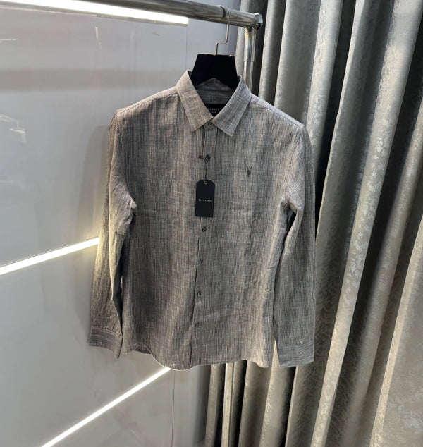 All Saints Brown Premium Linen Shirt