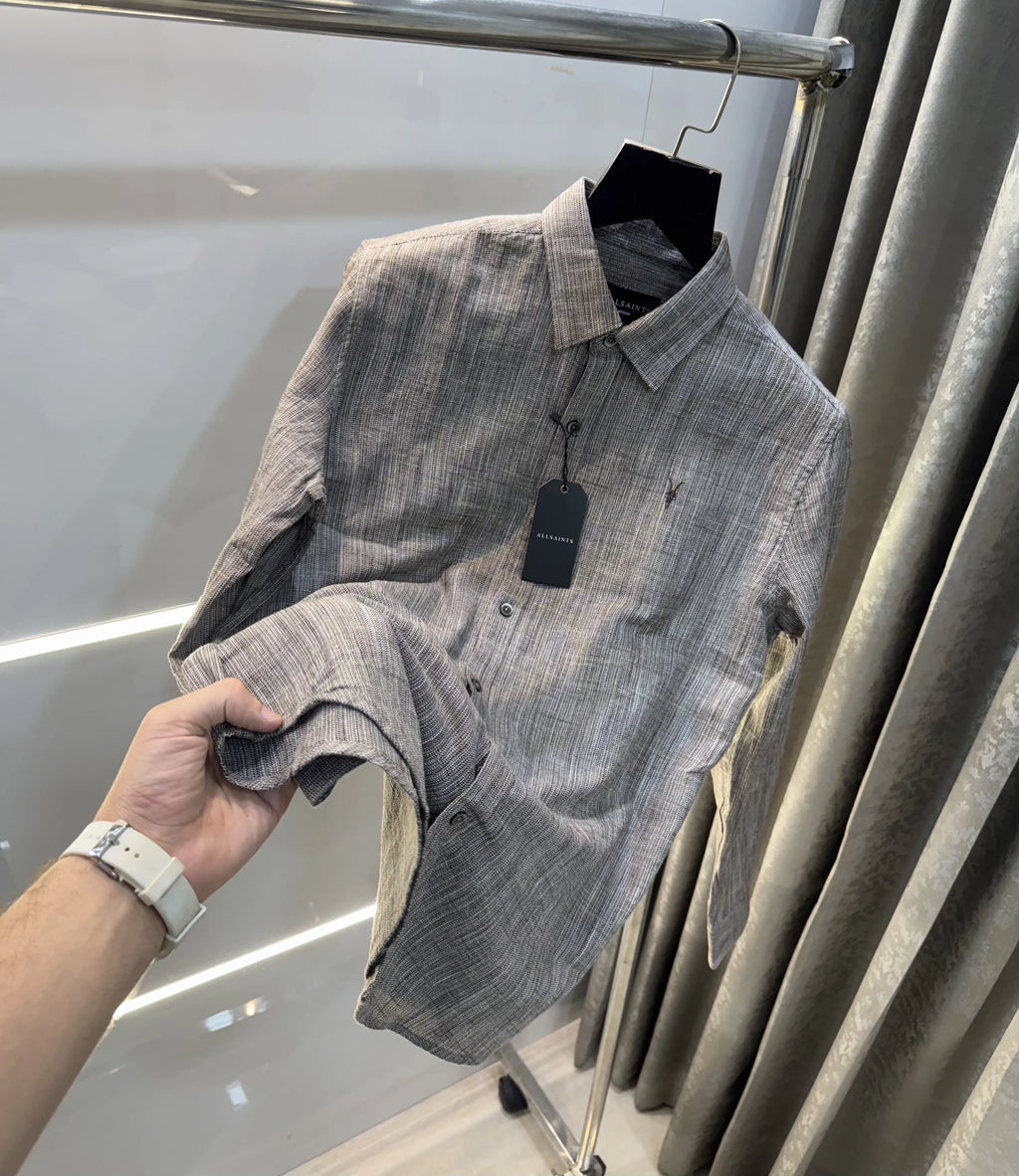 All Saints Brown Premium Linen Shirt