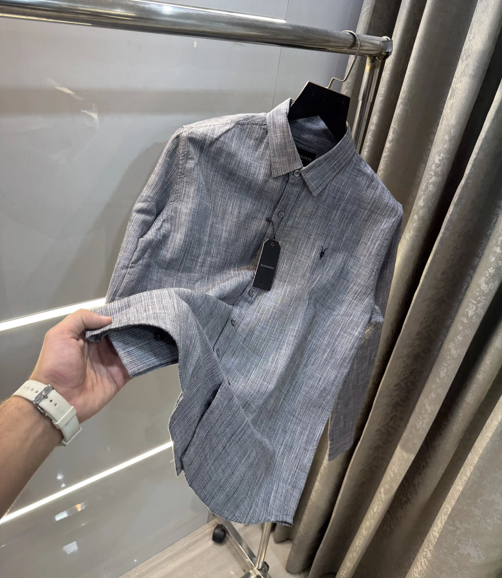 All Saints Grey Premium Linen Shirt