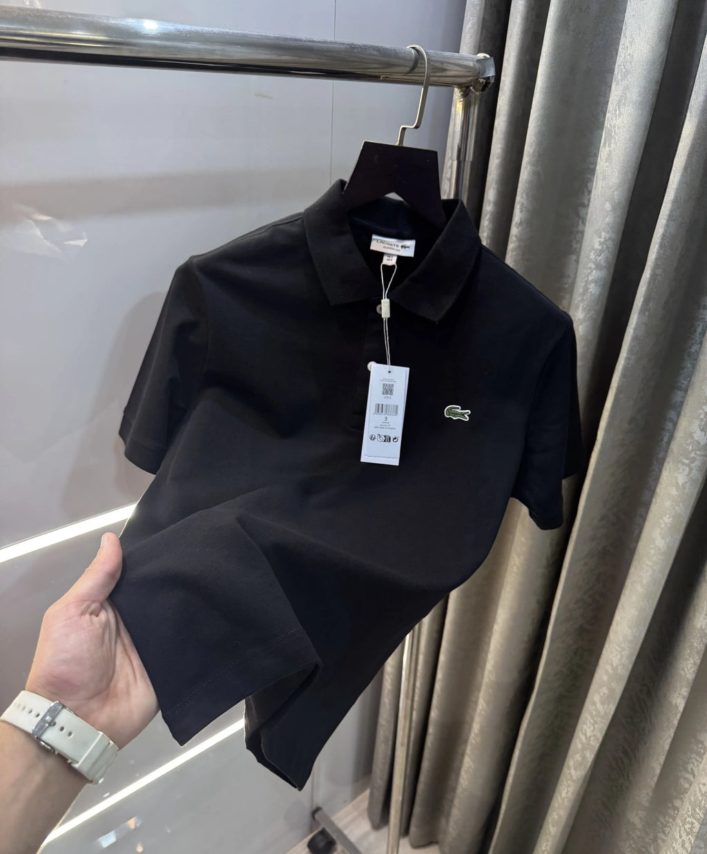Lacost e Black Embroidery Logo Premium Polo T-Shirt