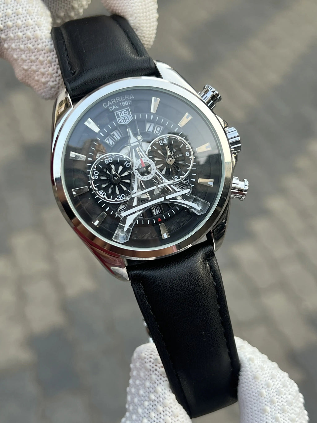 Tag Heuer Eiffel Tower Leather Black Silver