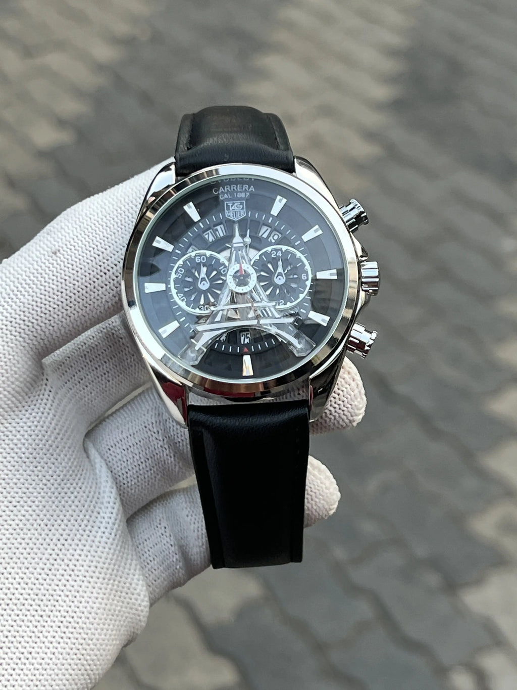 Tag Heuer Eiffel Tower Leather Black Silver