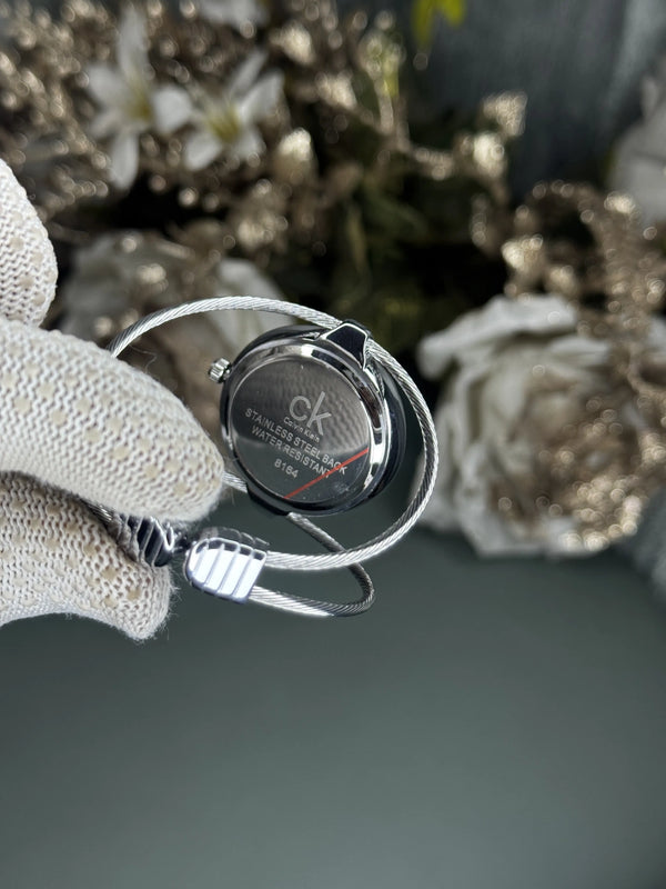 Calvin Klein Bangle Silver Black Ladies Premium Watch