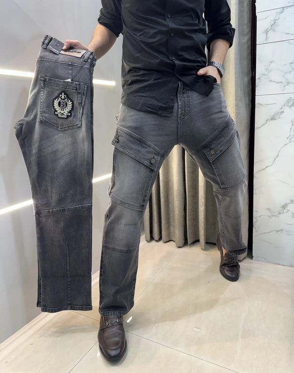 Balmain Paris Grey Imported Rider Denim