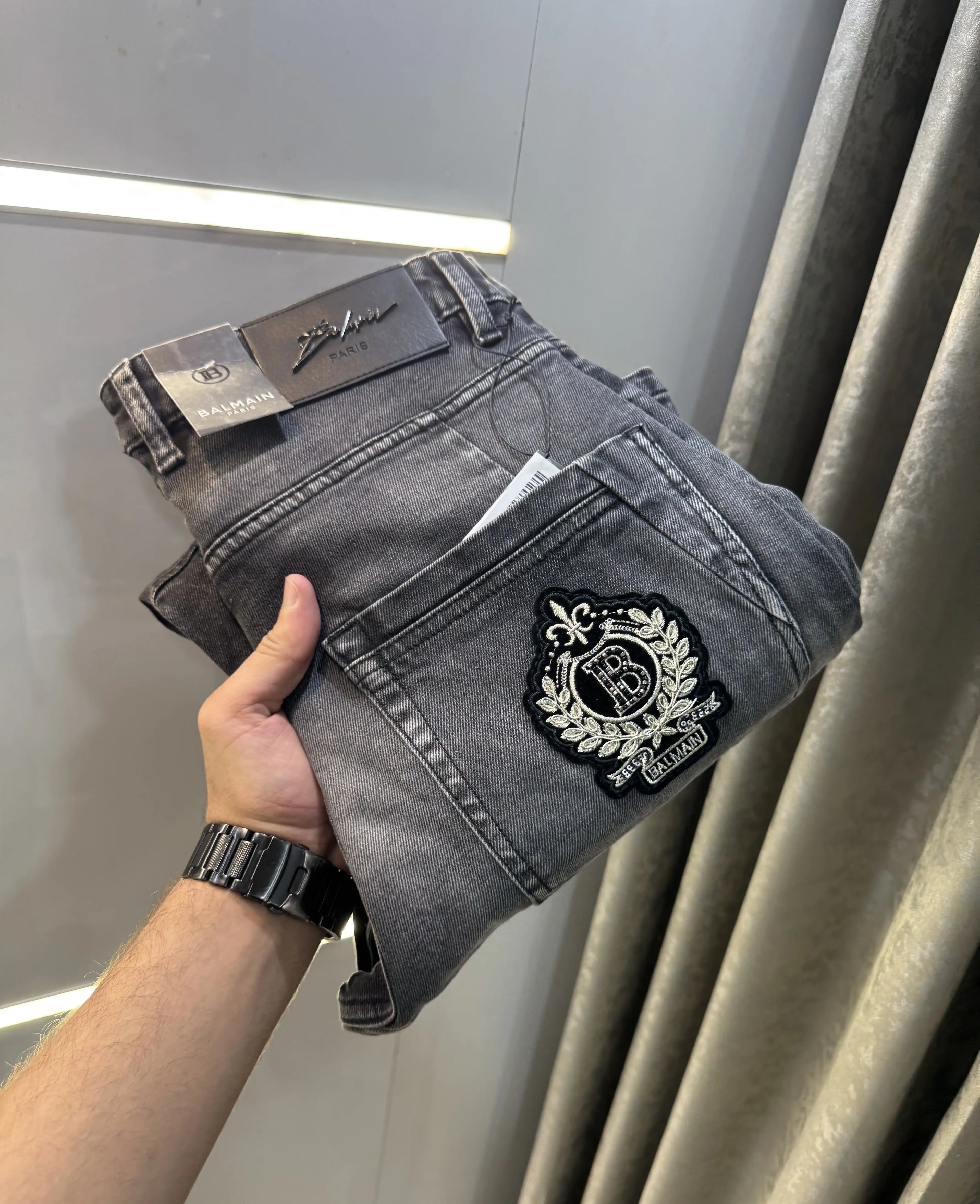 Balmain Paris Grey Imported Rider Denim