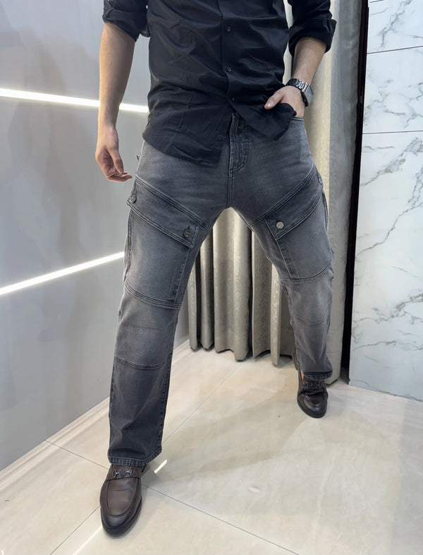 Balmain Paris Grey Imported Rider Denim