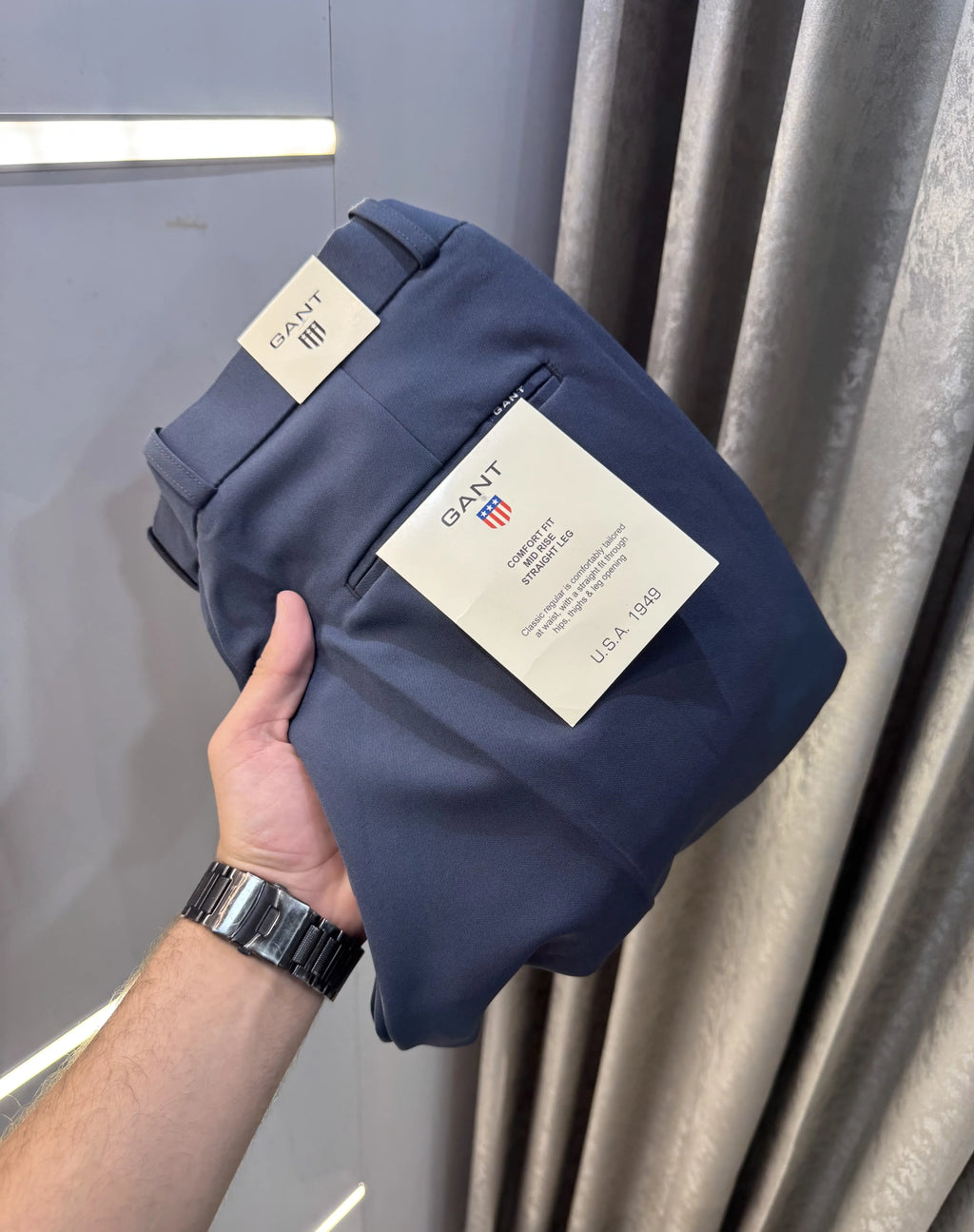 Gant Dark Grey Premium Imported Belt Strech Trouser