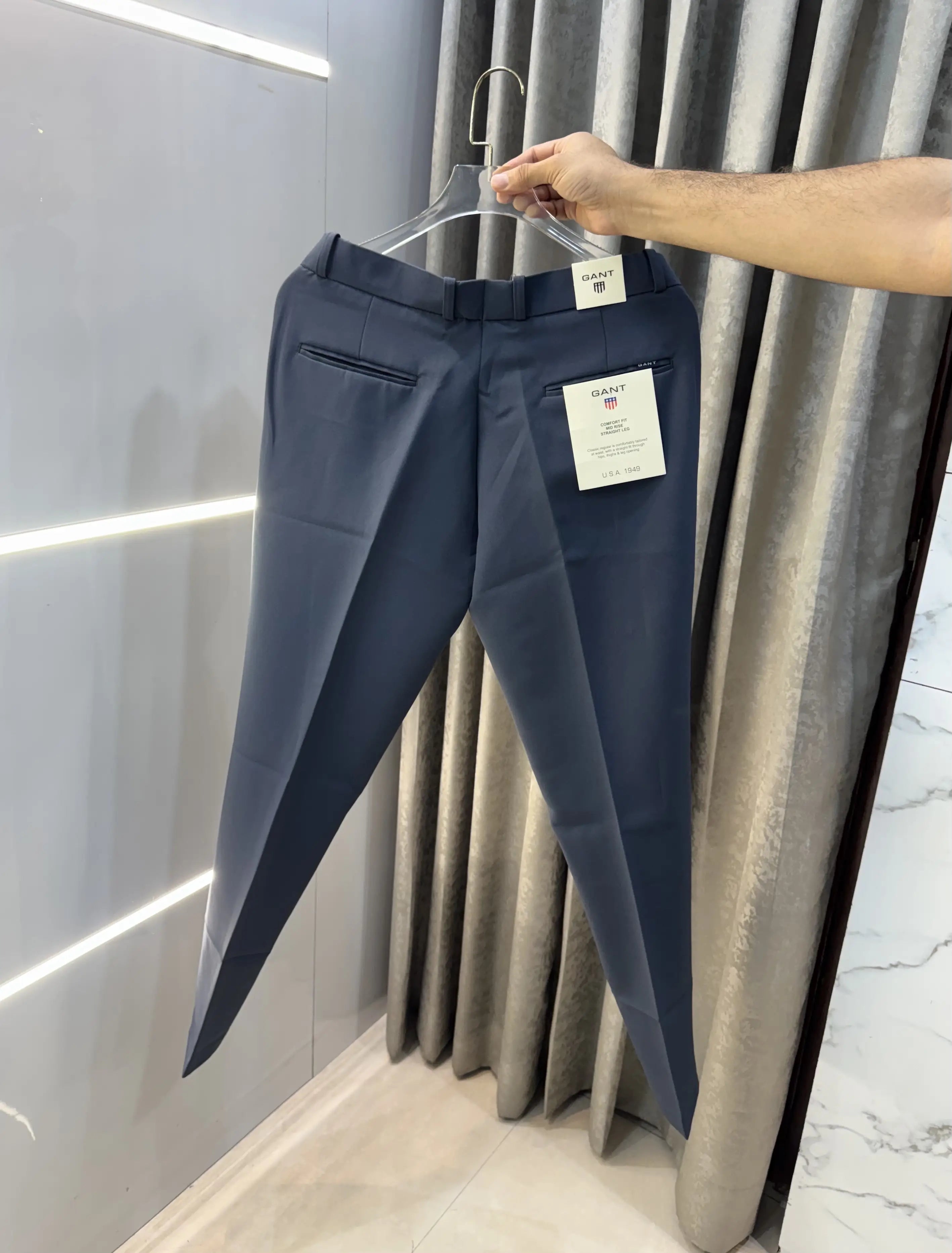 Gant Dark Grey Premium Imported Belt Strech Trouser