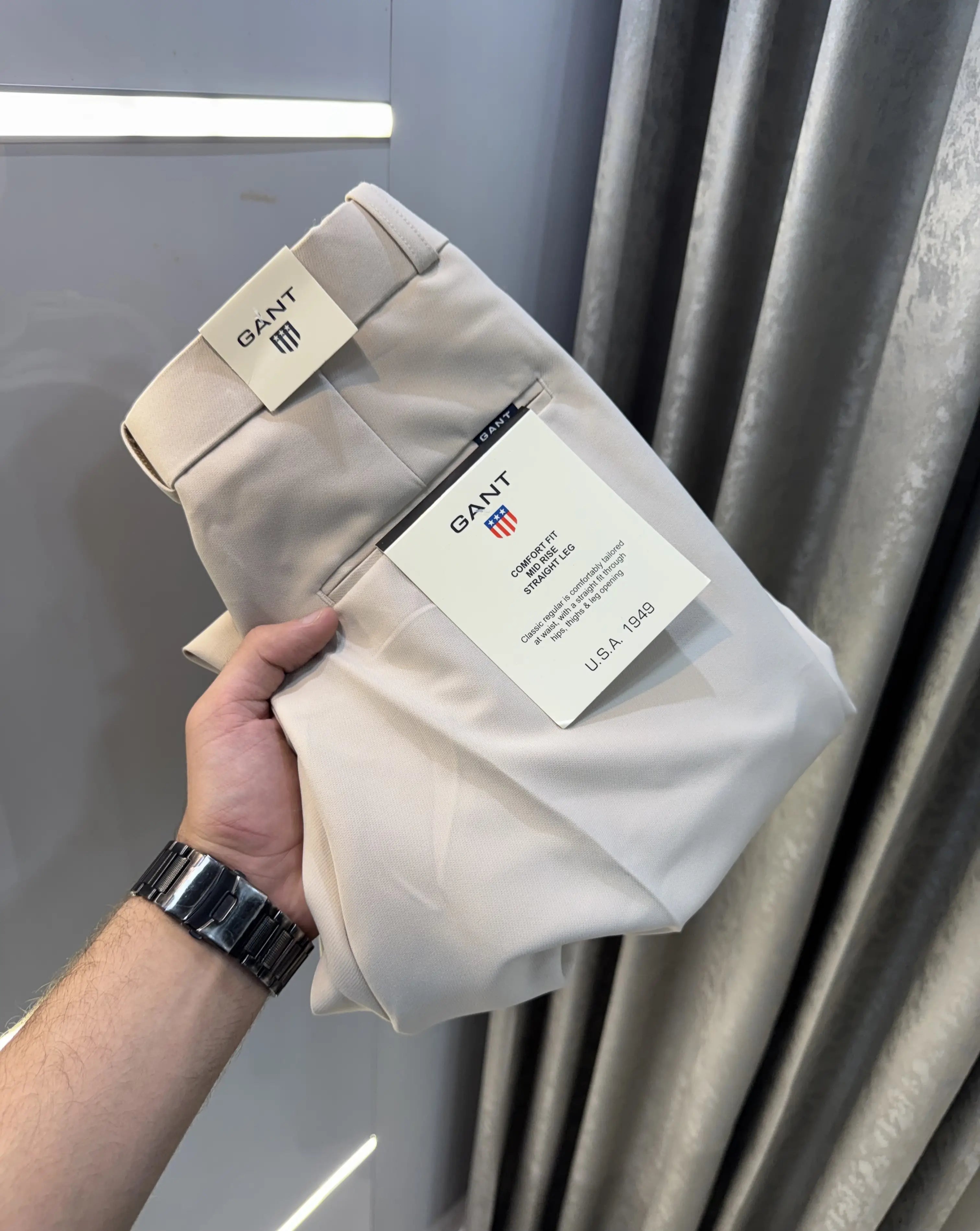 Gant Cream Premium Imported Belt Strech Trouser