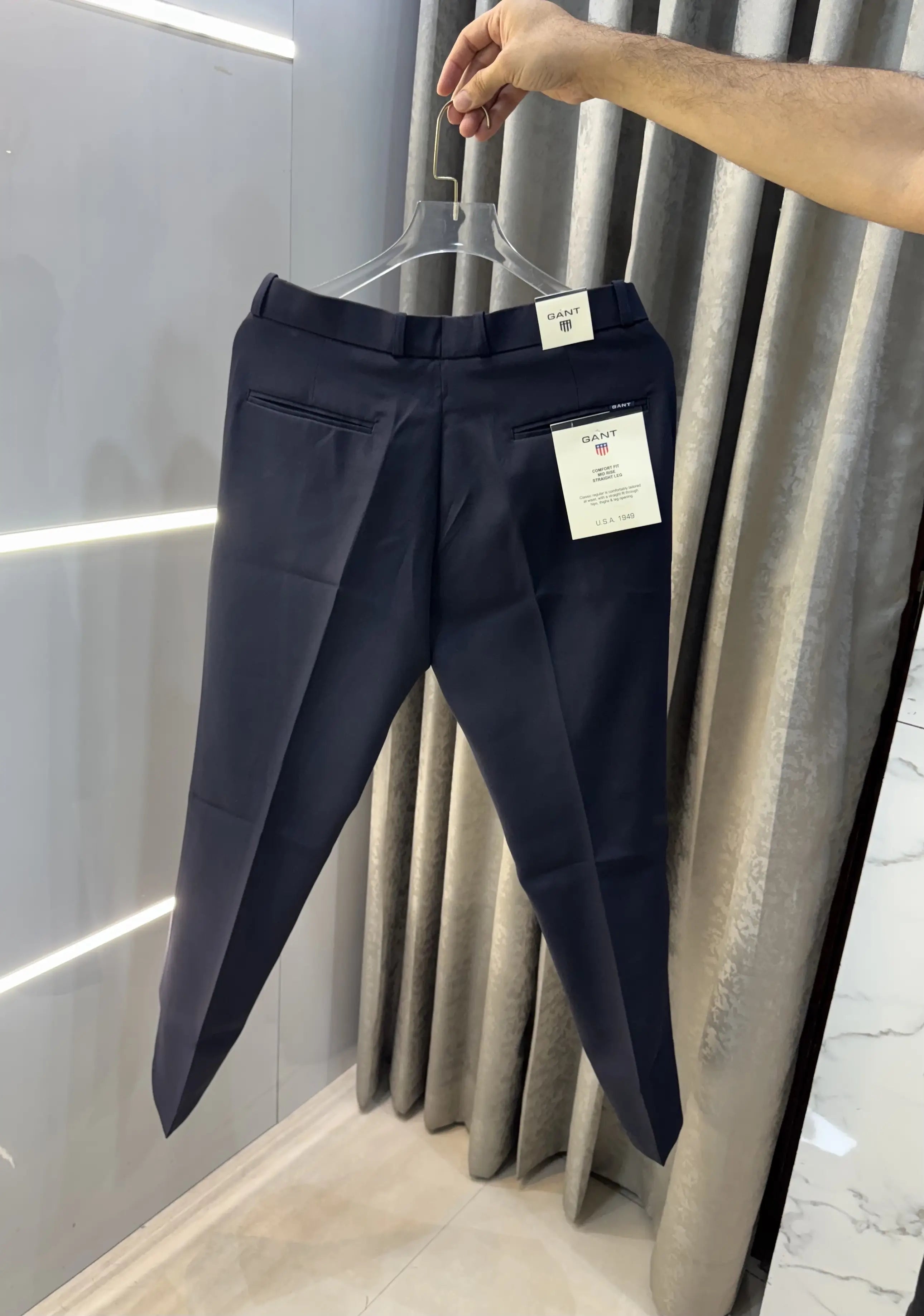 Gant Navy Blue Premium Imported Belt Strech Trouser