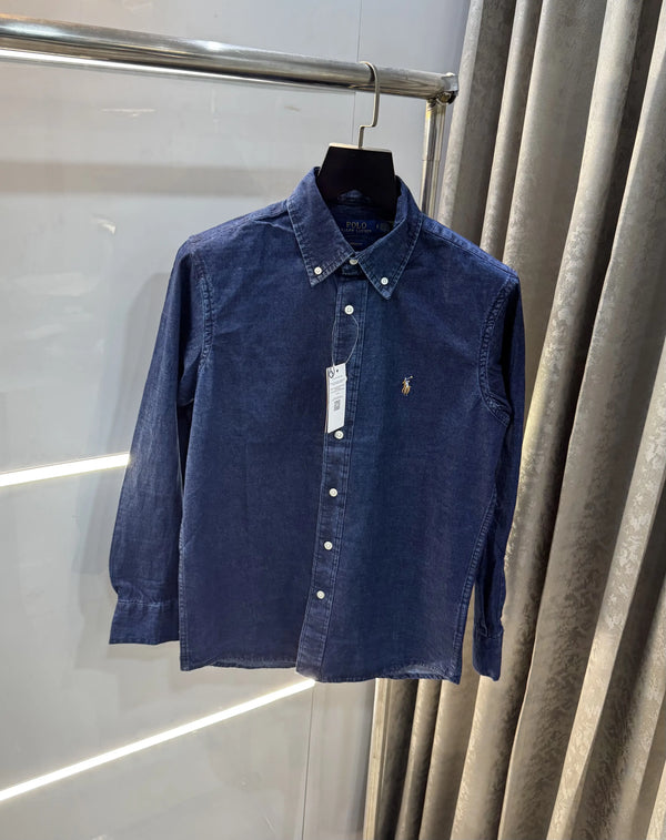 Ralph  Lauren Denim Blue Embroidery Logo Denim Shirt